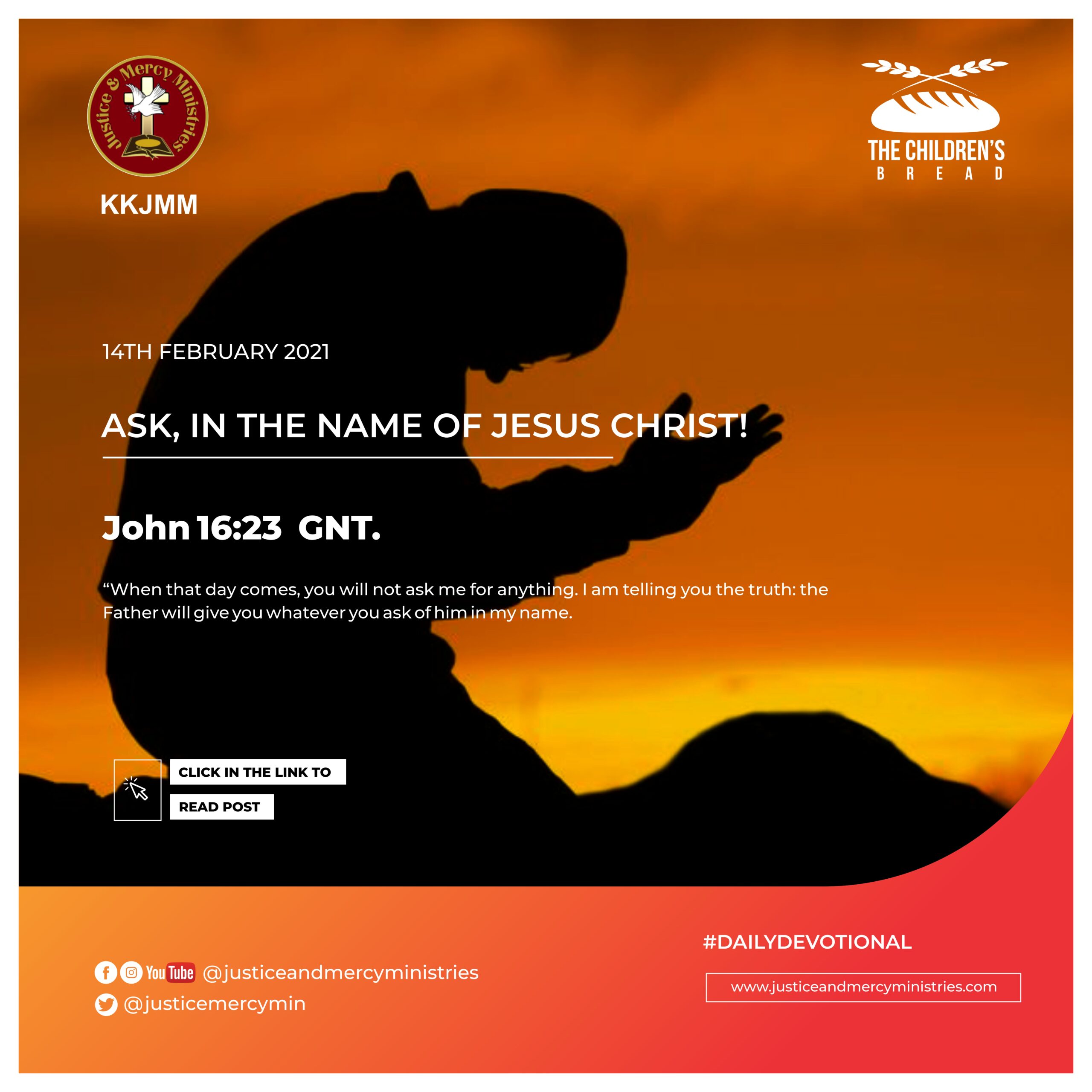 ASK, IN THE NAME OF JESUS CHRIST!